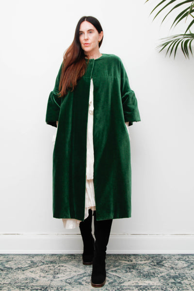 1950's Bottle Green Velvet Opera Coat