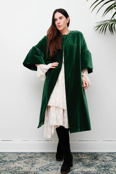1950's Bottle Green Velvet Opera Coat