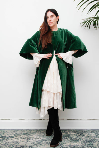 1950's Bottle Green Velvet Opera Coat