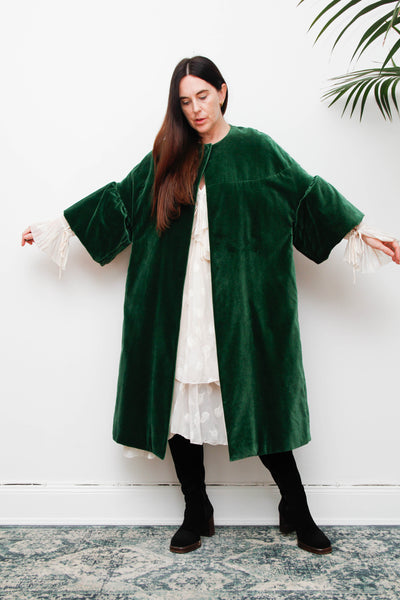 1950's Bottle Green Velvet Opera Coat