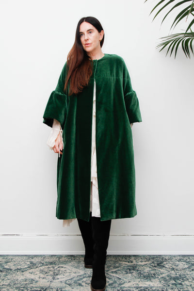1950's Bottle Green Velvet Opera Coat