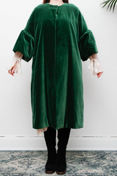 1950's Bottle Green Velvet Opera Coat