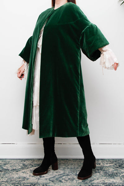 1950's Bottle Green Velvet Opera Coat