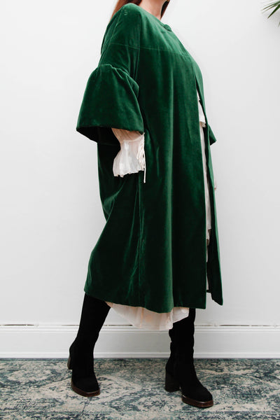 1950's Bottle Green Velvet Opera Coat
