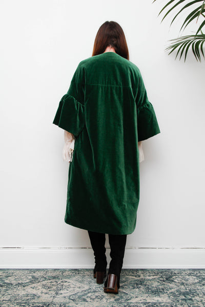 1950's Bottle Green Velvet Opera Coat