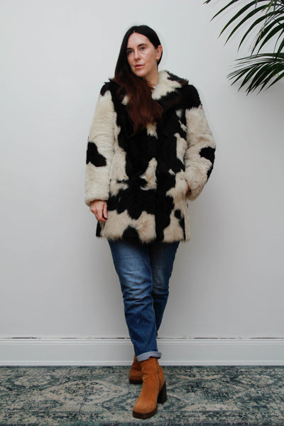 Rare Vintage 1970s Toscana Sheepskin Coat, Speckled Shearling