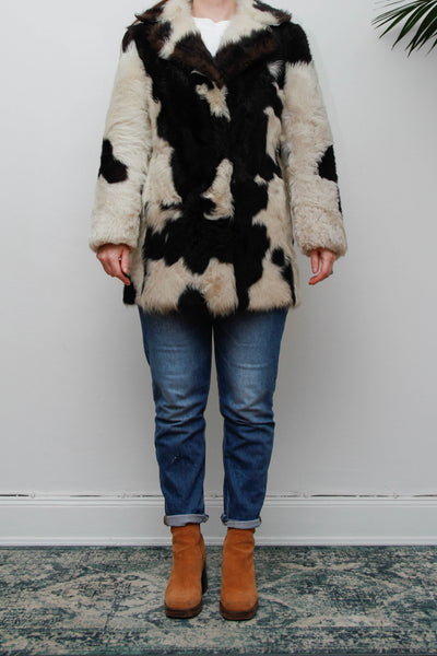 Rare Vintage 1970s Toscana Sheepskin Coat, Speckled Shearling