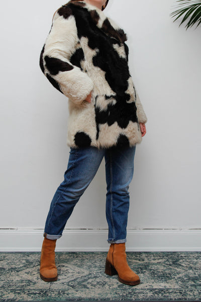Rare Vintage 1970s Toscana Sheepskin Coat, Speckled Shearling