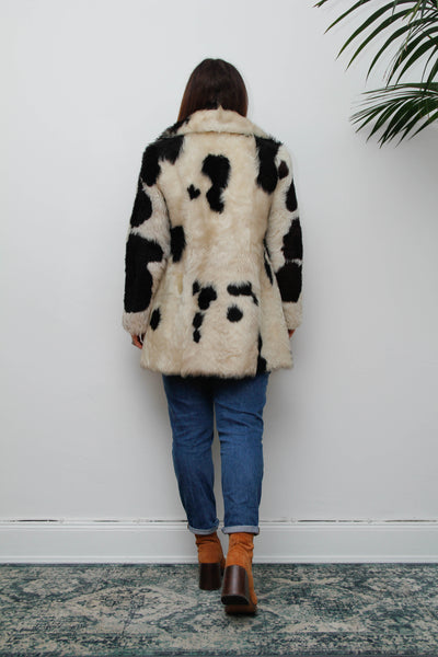 Rare Vintage 1970s Toscana Sheepskin Coat, Speckled Shearling