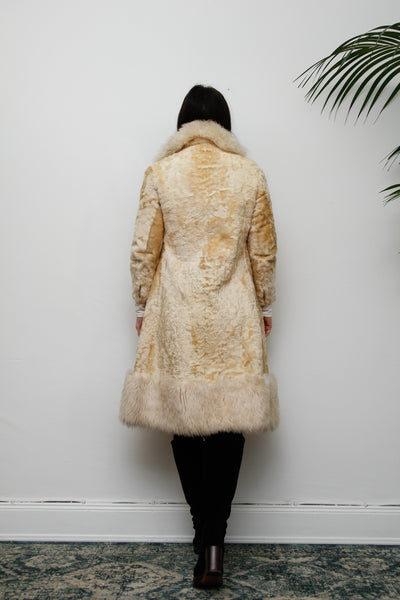 Vintage Cream Sheepskin Fur Afghan Penny Lane Princess Coat