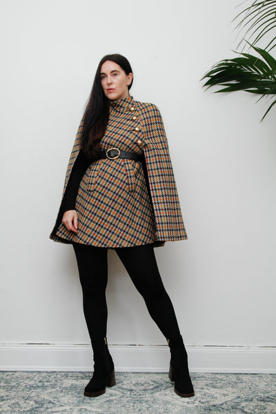 Vintage 1960's Tartan Wool Cape