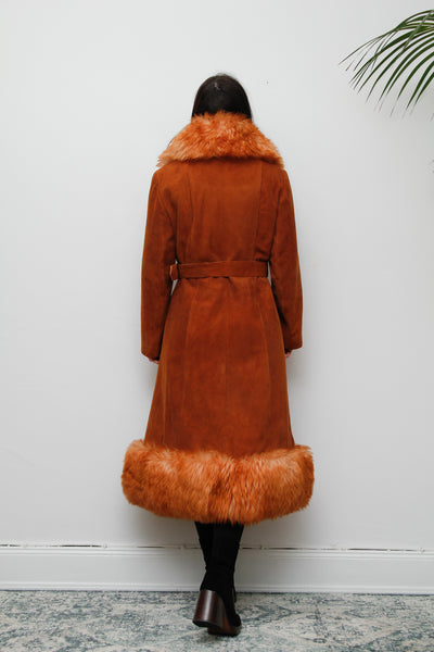 Vintage  Suede Sheepskin Fur Princess Maxi Coat