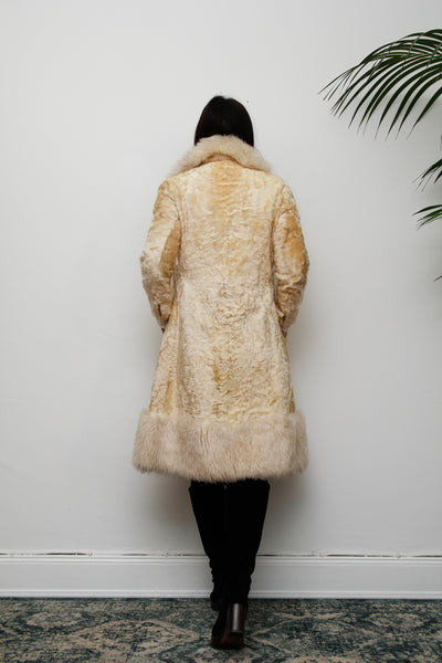 Vintage Cream Sheepskin Fur Afghan Penny Lane Princess Coat