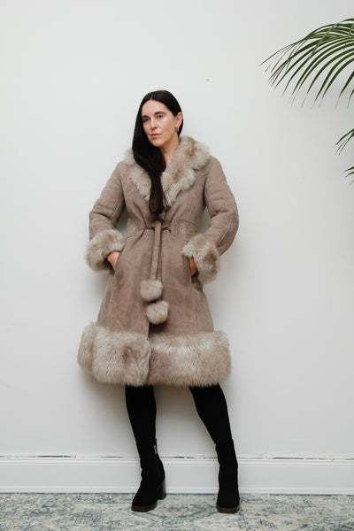 1970's Penny Lane Suede Sheepskin Princess Coat