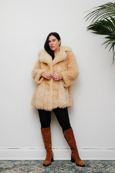 1970's Cream Lamb Shearling Fluffy Sheepskin Coat