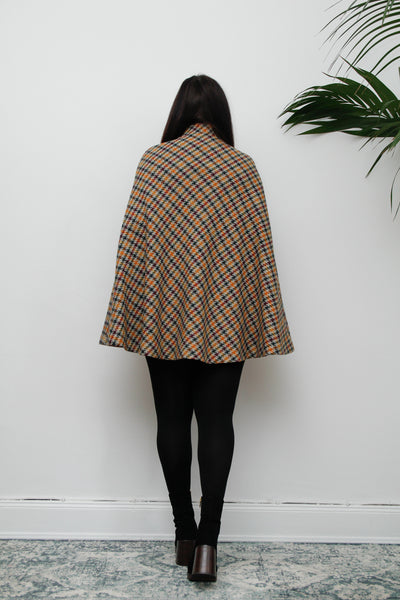 Vintage 1960's Tartan Wool Cape