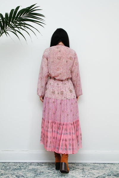Rare 1970's Indian Cotton High Waist Maxi Skirt and Top