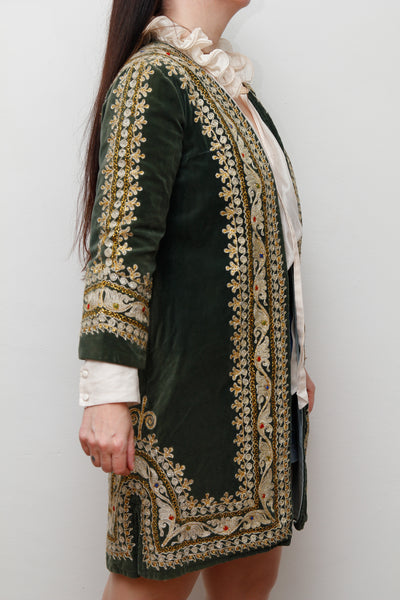 Jimi Hendrix Woodstock Bohemian Green Velvet Antique Jacket