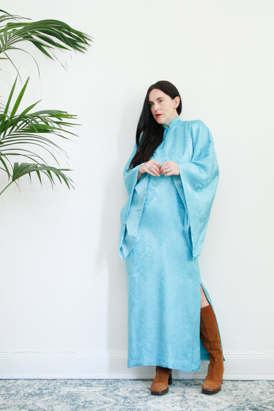 1970's Kimono Kaftan Silk Maxi Dress