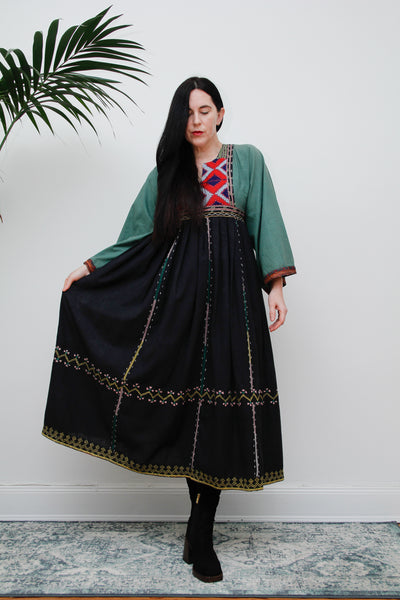 Vintage Afghan Cotton Kaftan Maxi Dress