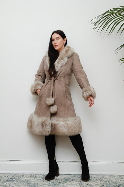 1970's Penny Lane Suede Sheepskin Princess Coat