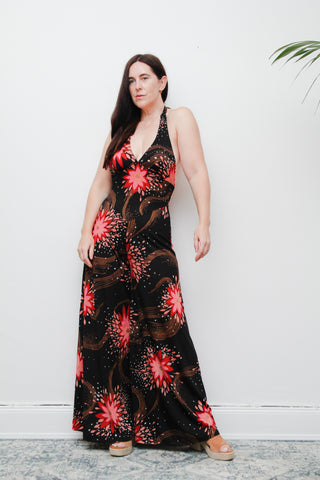 Stunning 1970s Vintage Floral Palazzo Jumpsuit – Floral Boho Style