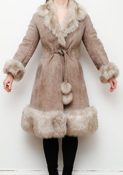 1970's Penny Lane Suede Sheepskin Princess Coat