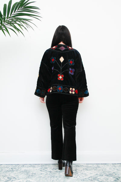 Vintage Velvet 1960's Afghan Embroidered Hippie Jacket
