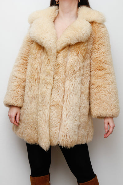 1970's Cream Lamb Shearling Fluffy Sheepskin Coat