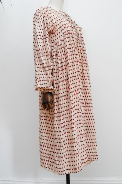 1970's Indian Cotton Block Smock Dress