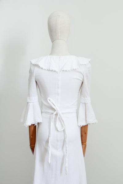 Vintage White Floral Betty Barclay Cotton Floral Cheesecloth Maxi Kaftan Dress