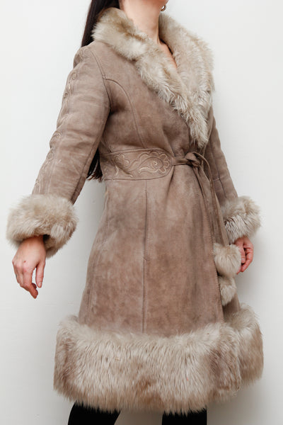 1970's Penny Lane Suede Sheepskin Princess Coat