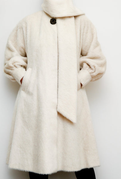 1980's Rare Cream Lama Wool Cape Coat