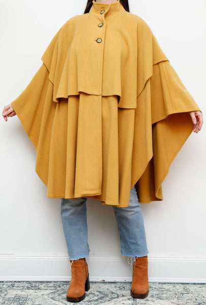 1980's Golden Wool Cape Coat
