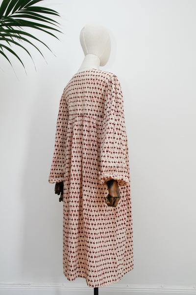 1970's Indian Cotton Block Smock Dress