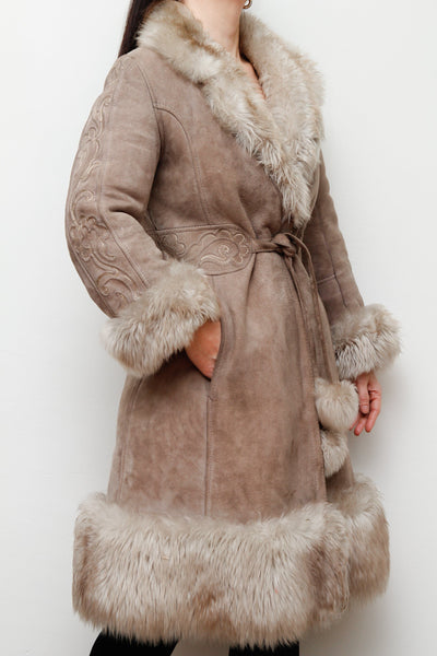 1970's Penny Lane Suede Sheepskin Princess Coat