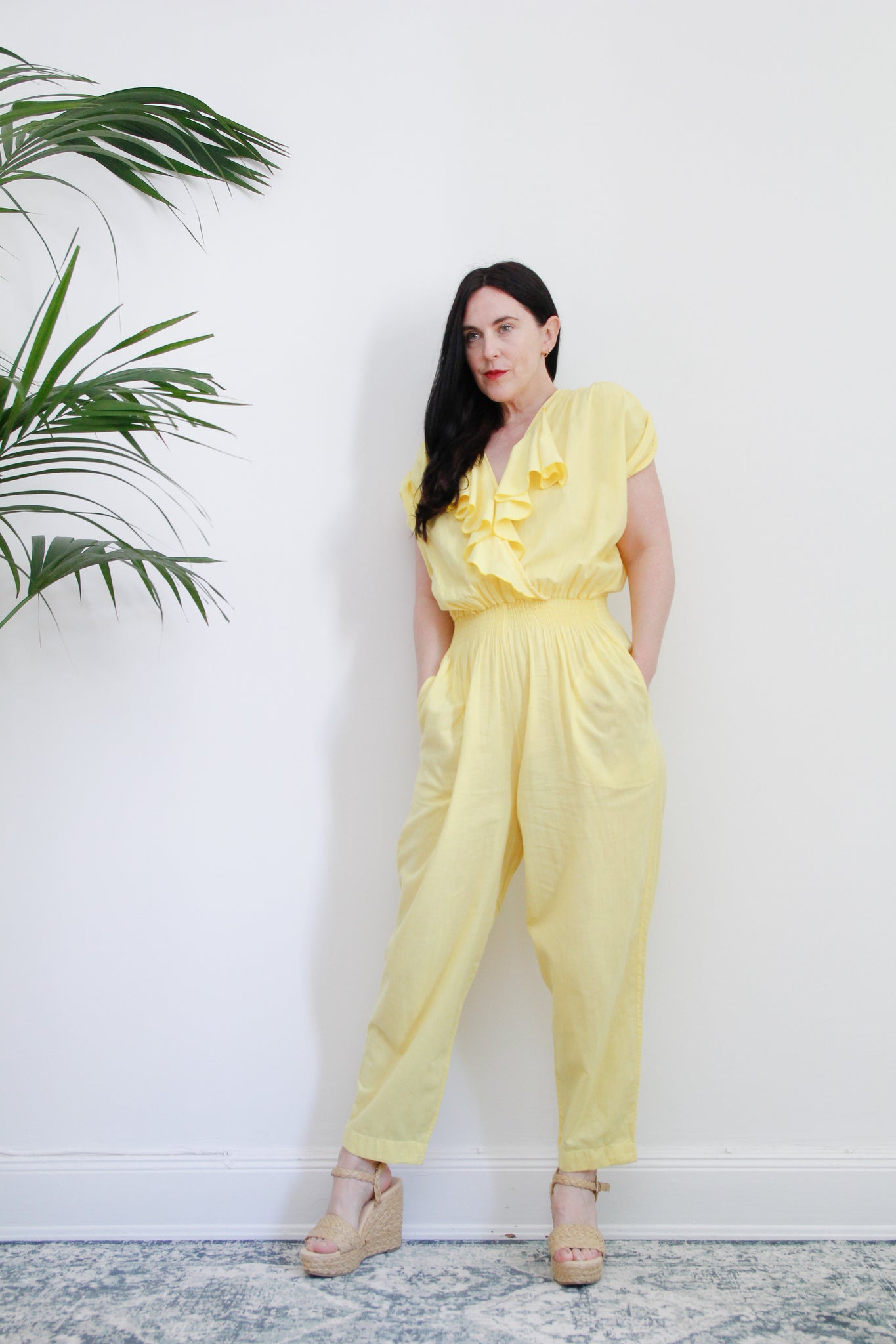 1970's Frilly Cotton Overall Jumpsuit
