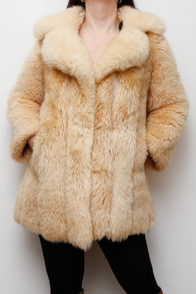 1970's Cream Lamb Shearling Fluffy Sheepskin Coat