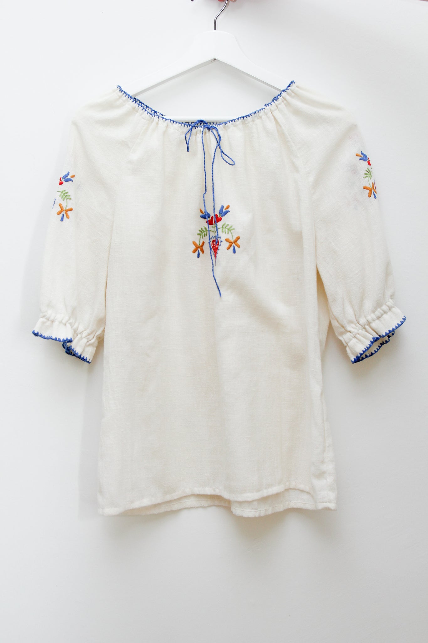 1970's Hungarian Floral Folklore Embroidered Top Rare