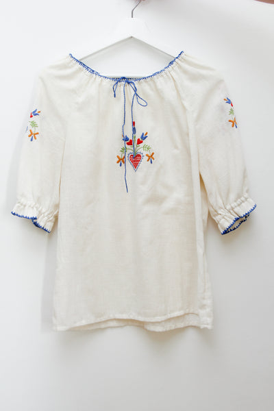 1970's Hungarian Floral Folklore Embroidered Top Rare