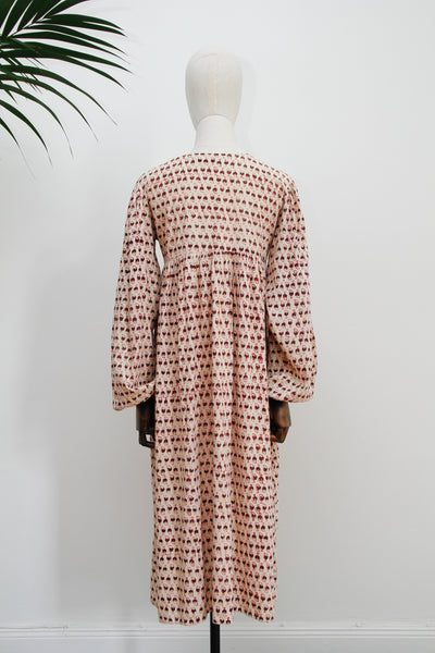 1970's Indian Cotton Block Smock Dress