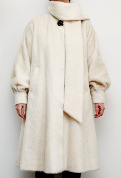 1980's Rare Cream Lama Wool Cape Coat