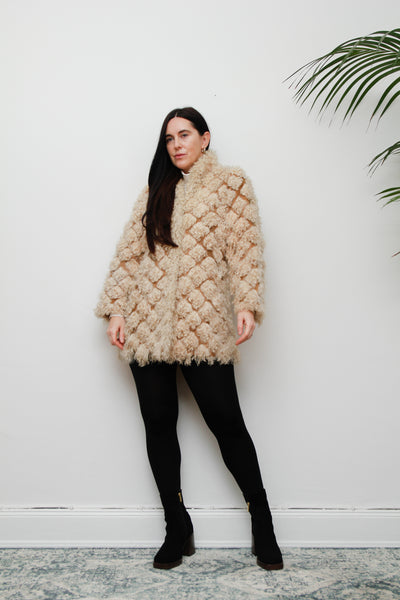 1970's Mongolian Curly Lamb Sheepskin Coat