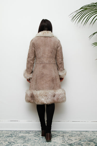 1970's Penny Lane Suede Sheepskin Princess Coat