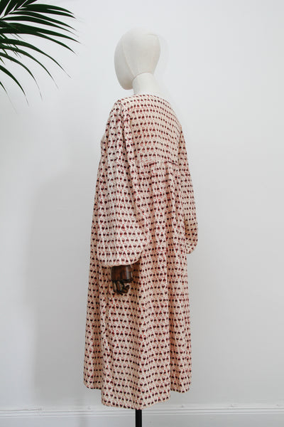 1970's Indian Cotton Block Smock Dress