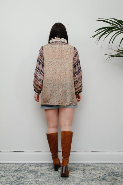 1970's Very Rare Pure Indian Silk Open Top