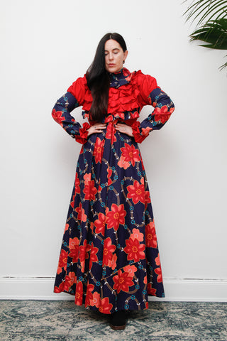 Vintage Floral Gothic Victorian Maxi Dress