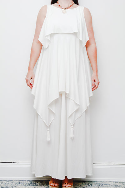 Ethereal 1970s Grecian White Maxi Dress – Vintage John Charles