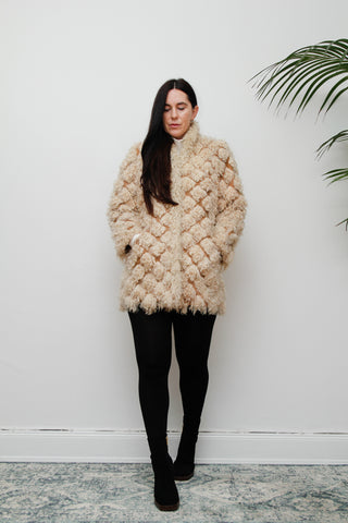 1970's Mongolian Curly Lamb Sheepskin Coat