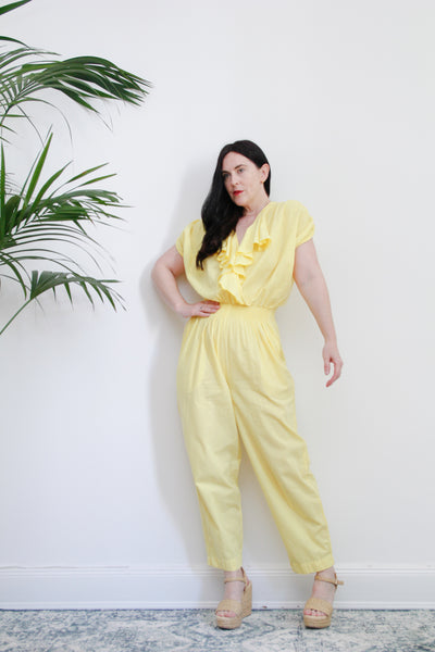 1970's Frilly Cotton Overall Jumpsuit